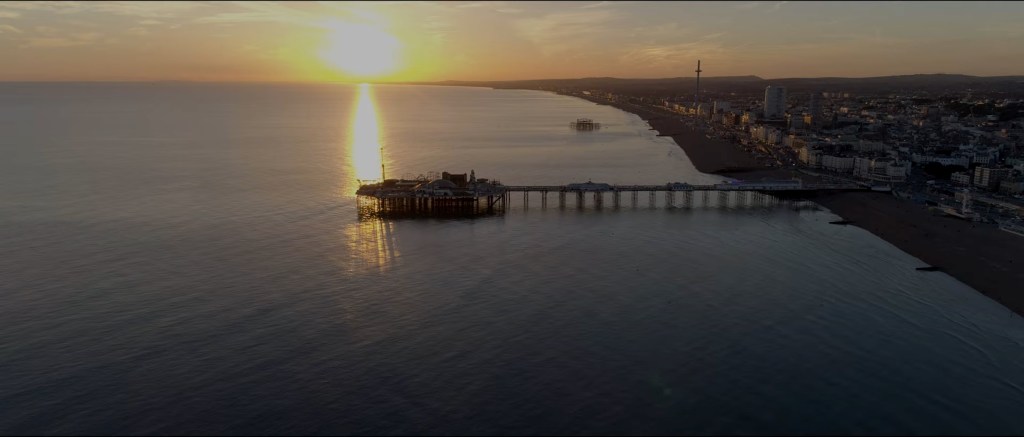 Aerial shot of Brighton's Palace Pier as featured in Dogwood